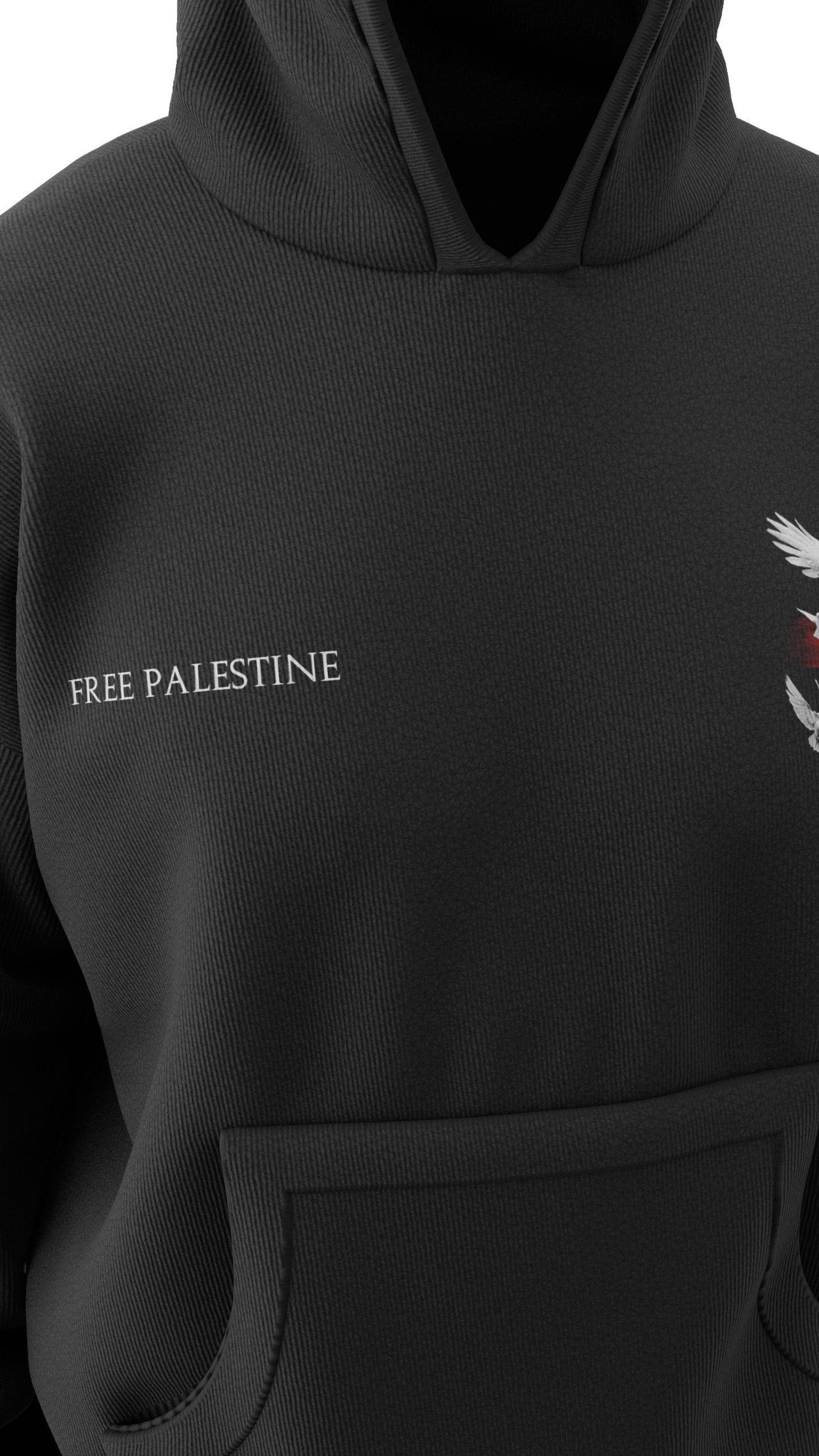 "FREE PALESTINE" Dark Grey: DONATION HOODIE